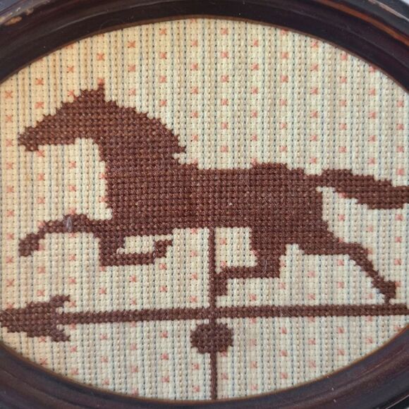 VINTAGE Wall Decot Embroidered Colonial Style Samplers Set of Two 8" x 6" - Picture 3 of 9